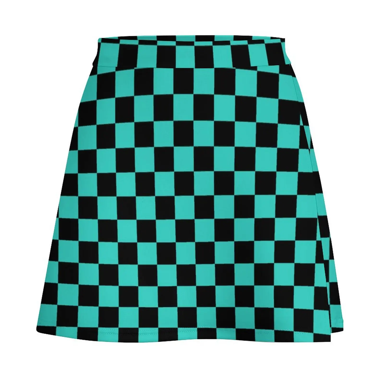 Black and Turquoise Checkerboard Mini Skirt elegant skirts for women clothes Mini Skirt