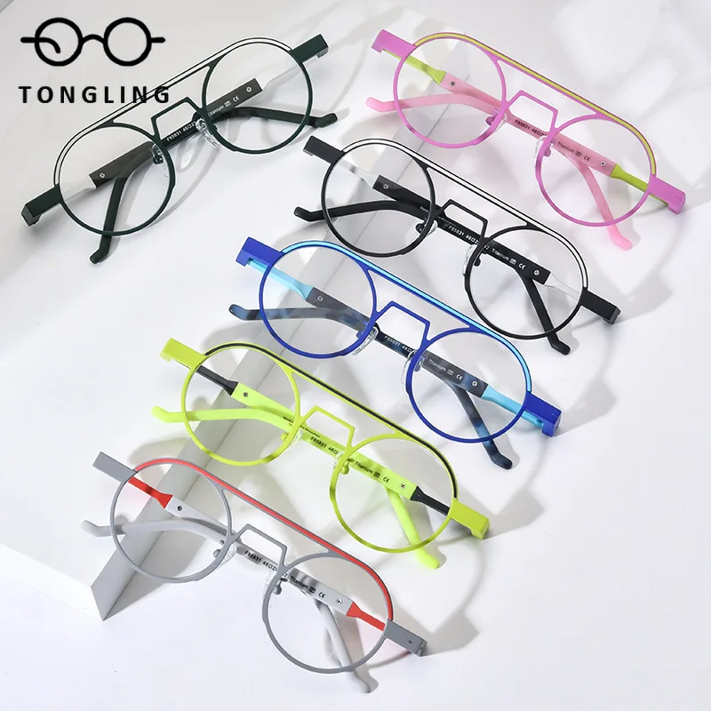 Fashionable Women Handcrafted Colorful Ultralight Pure Titanium Round Men Lightweight Artistic Casual Personalized Eyewear Frame