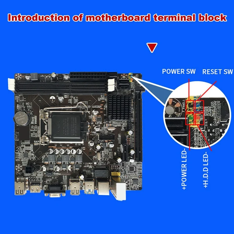 B75 Motherboard +Baffle+Switch Cable LGA1155 DDR3 Support 2X8G PCI E 16X For I3 I5 I7 Series Pentium Celeron CPU