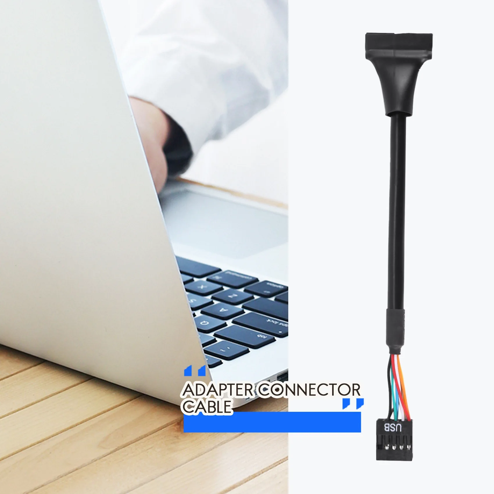 Black USB 2.0 9 Pin Female to USB 3.0 20 Pin Male Cable Adapter Connector