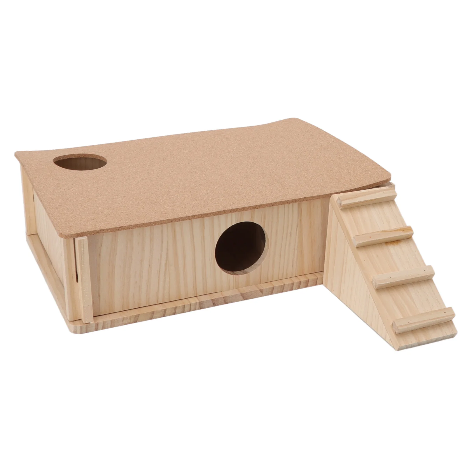 Hamster Platform House Multi Rooms Wooden Small Pet Hideout Hut with Ladder for Golden Bear Guinea Pig Accessory