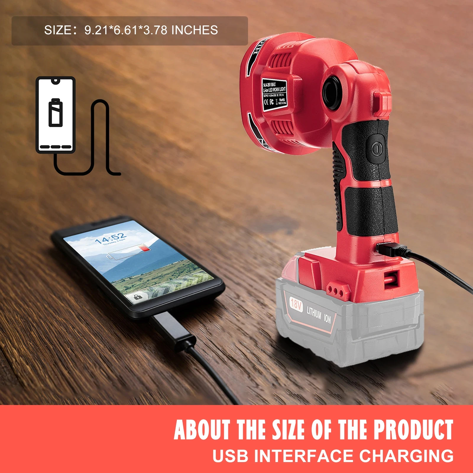 ไฟฉุกเฉินทำงานแบตเตอรี่ Li-ion 18V 1120LM โคมไฟแนวตั้ง12W สำหรับ milwaukee