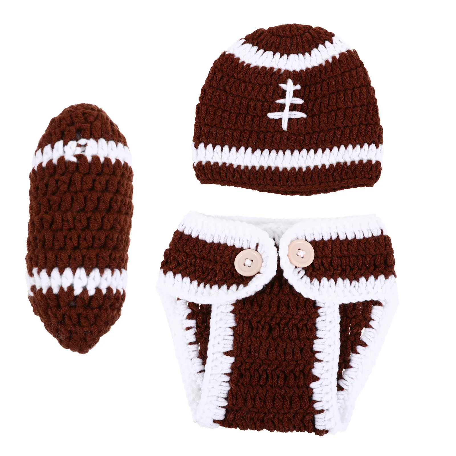 Conjunto de Disfraz para Bebé, Gorro de Rugby Tejido, Pantalones Cortos, Adorables Conjuntos para Recién Nacidos para Fotografía, Ropa para los Cien Días, Conjunto de Ropa para Bebé
