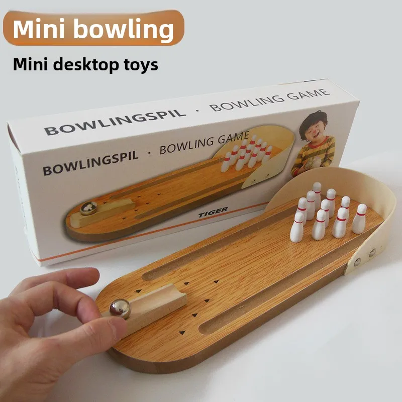 

Cross-Border Solid Wood Mini Bowling | Desktop Ball Rolling Game | Kids Educational Toy | Parent-Child Interactive Creative Fun