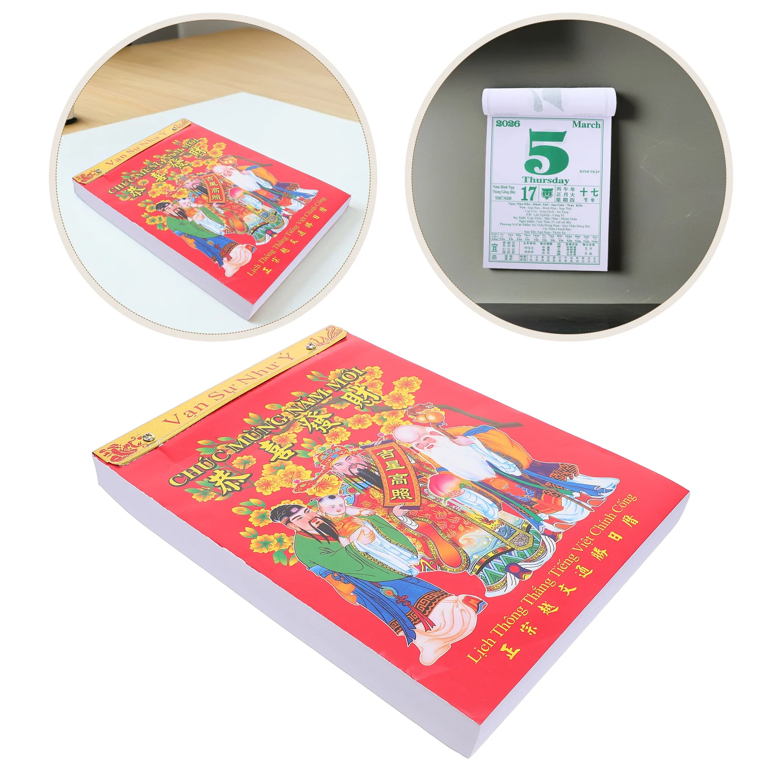 

2026 Vietnamese Traditional Tear-Off Lunar Calendar (Year of the Horse) - 16-K 190×260mm Wall Hanging Planner,Traditional Family