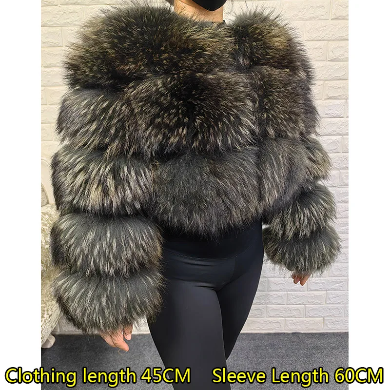 2025 Maomaokong Super Hot Winter Vrouwen Luxe Dikke Echte Wasbeer Bontjas Natuurlijke Vossenbont Jas Plus Size Jassen Vrouwelijke Vest