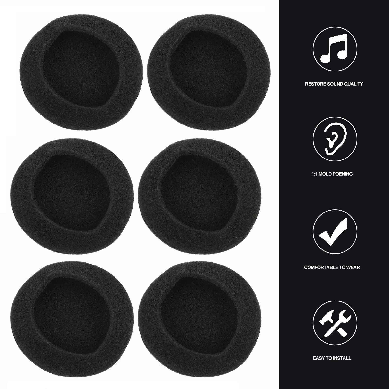 

20 Pcs Headphone Sponge Ear Pad Replacement 35 65mm Soft High Elastic Cushions Black 50mm Headset Earpads for Music