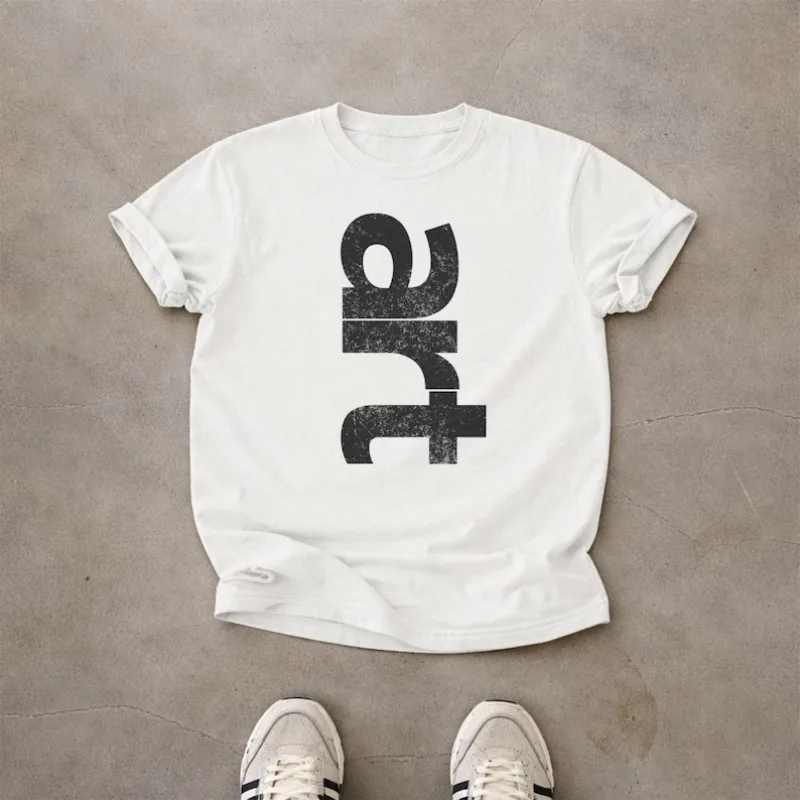 ART T Shirt Letter Print Graphic Tee Minimal Typography Tops Modern Graphic Shirt Minimalist and Fashionable Aesthetic Loose Fit