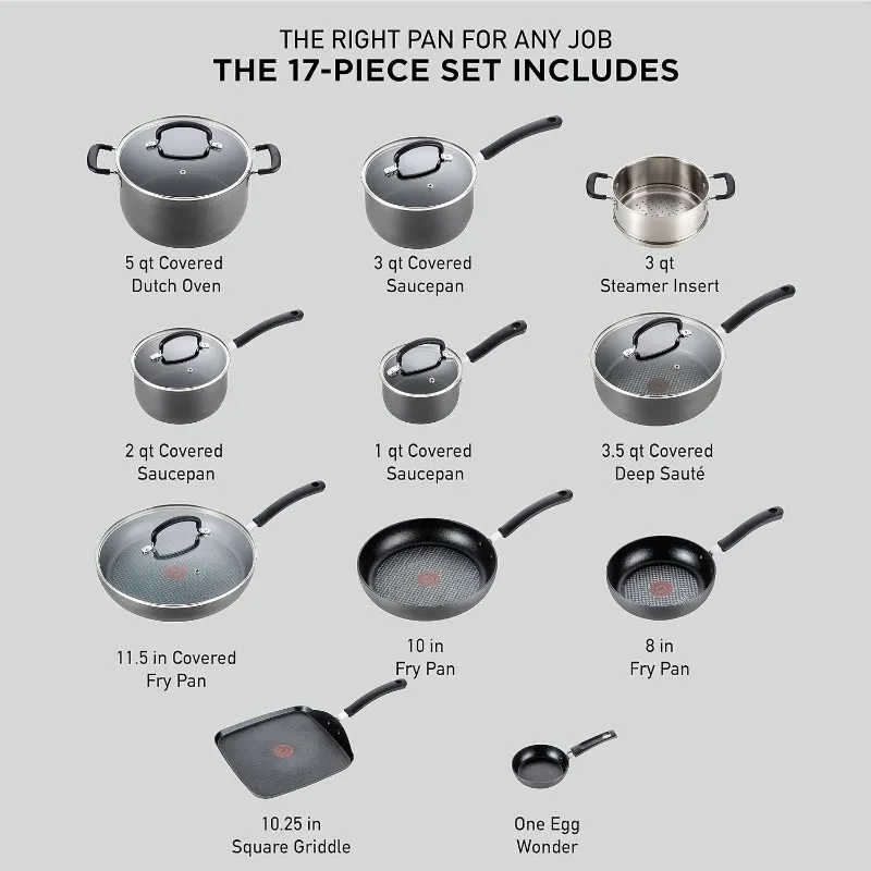 Ultimate Hard Anodized Nonstick Cookware Set 12 Piece Oven Safe 400F, Lid Safe 350F Pots and Pans, Dishwasher Safe Black