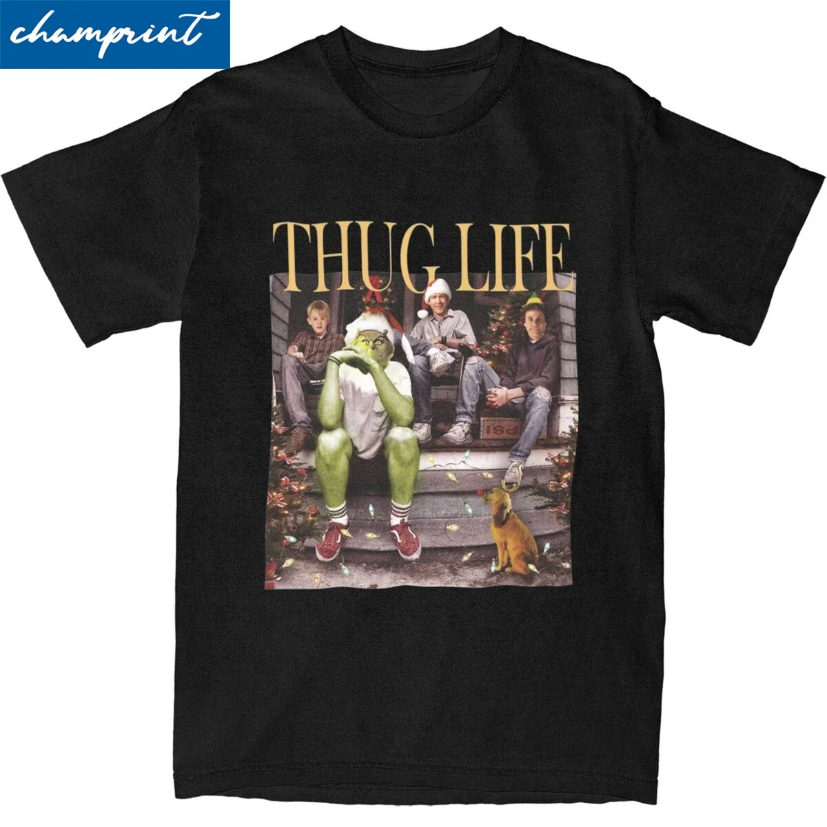 Christmas Thug Life T-Shirt Men Cotton Tops Shirts Kawaii Crewneck Short Sleeve