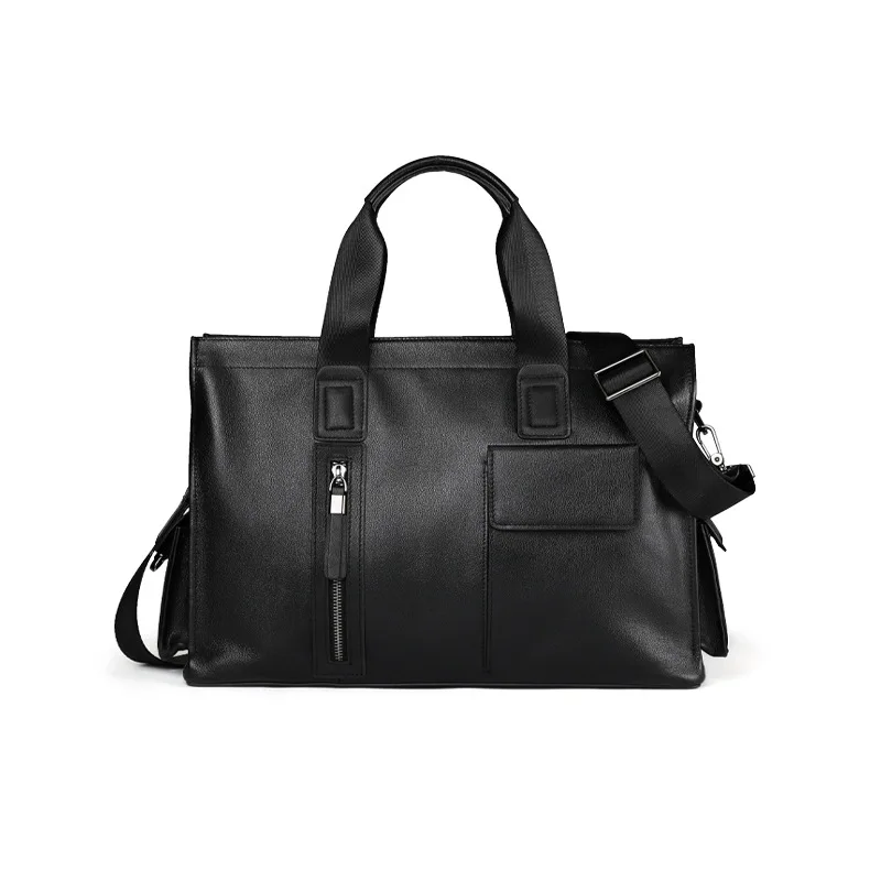 Genuine Leather Business Briefcase Top Layer Cowhide Laptop Luxury Leather Men Large Capacity Versatile Simple Men's Handbag