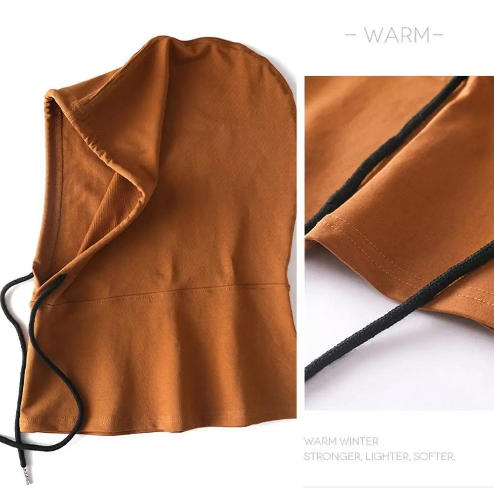 

Streetwear Soft Cotton Balaclava Winter Neck Warm Windproof Hooded Hat Beanies Outdoor Sports Headgear Caps Unisex