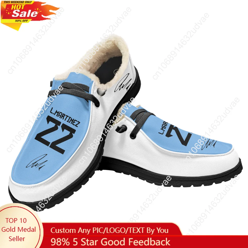 

Lautaro No.10 Plush Loafers Men Woman Youth Casual Flat Shoes Argentina Soccer Star Keep Warm Footwear Custom Made Shoe Black