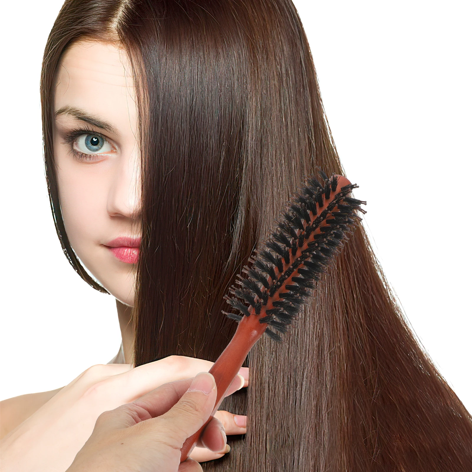 

Pig Bristle Curling Comb Round Hair Brushes for Curly Styling Women Detangler Detangling Soft