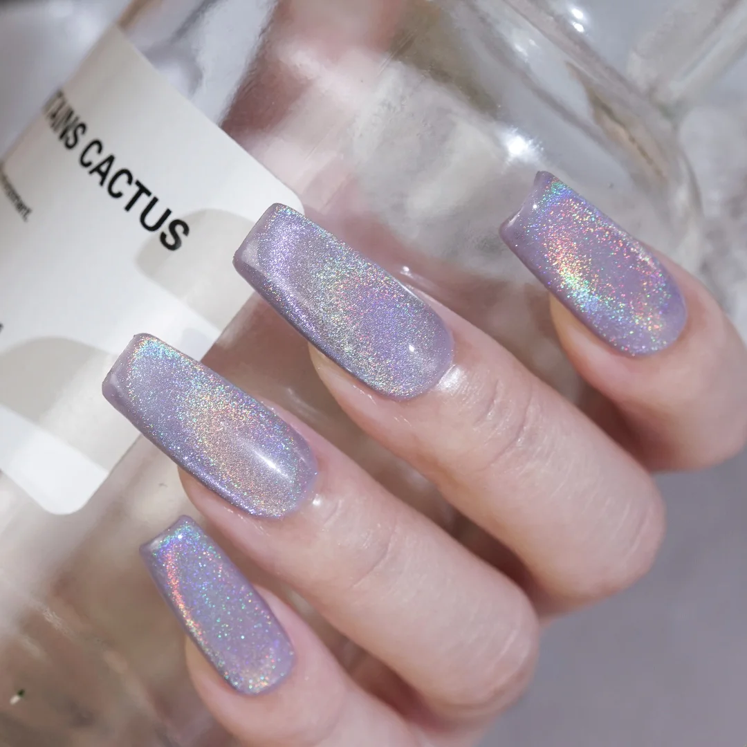 عين القطة معطف فوقي جل تلميع ليزر قوس قزح جالاكسي ثلاثي الأبعاد ملون عاكس بريق مغناطيسي لامع ثلاثي الأبعاد يونيكورن #6