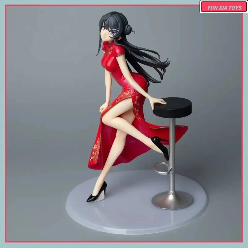 

Sakurajima Mai 23 см в китайском стиле, красная аниме-фигурка Ципао, ракаль не мечтает, настольный декор для пожилых людей, статуя, подарок для фанатов