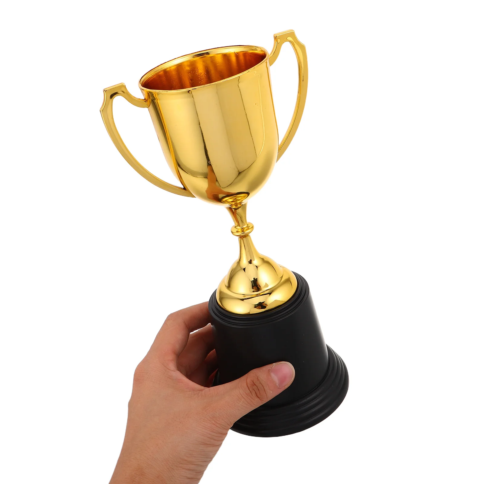 

2Pcs Plastic Trophy Award Cup Round Base Gold Mini Trophy Party Favors Sports Competitions Prize Soccer Medals for Awards