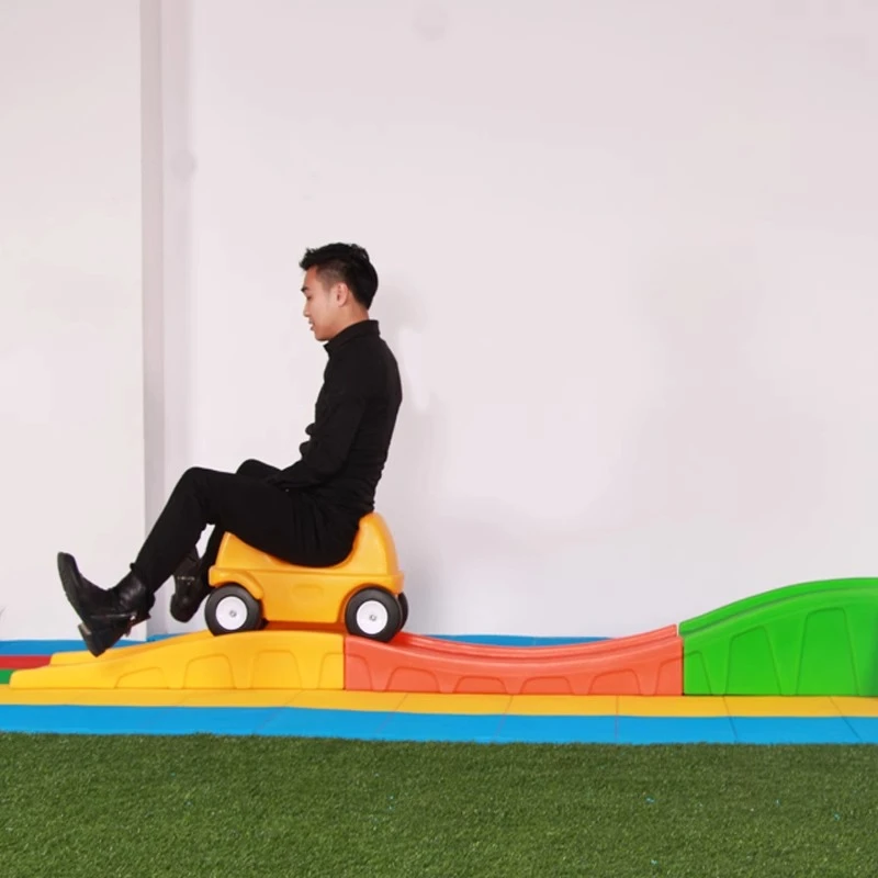 Plastic Toy  Roller Coaster Game For Children Three-stage Sliding Car Sled Slide Plastic Track