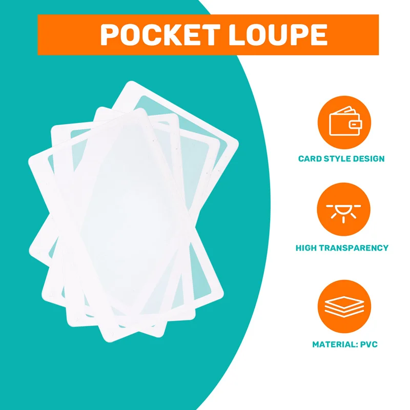 10X Pocket Magnifier / Magnifying Glass Map / Magnifying Glass / Reading Assistance Credit Card Format 3 Times Zoom Transparent
