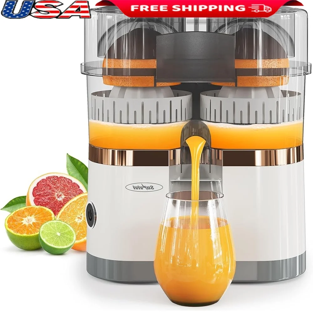 

Dual Head Electric Citrus Juicer Machine Portable Lemon Squeezer Juice Extractor with Power Cord Cleaning Brush Easy Use