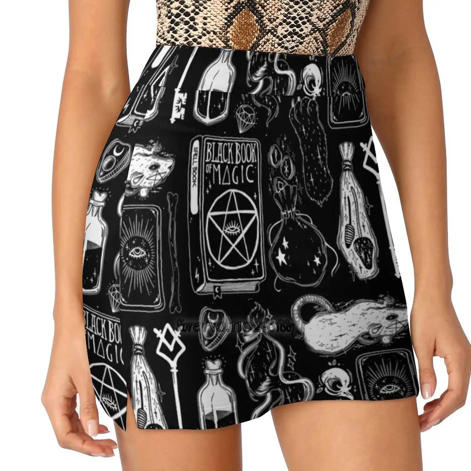 

What'S In My Bag  Women Mini Skirt Two Layers With Pocket Skirts Sport Fitness Running Skorts Witchy Witch Magic Magical