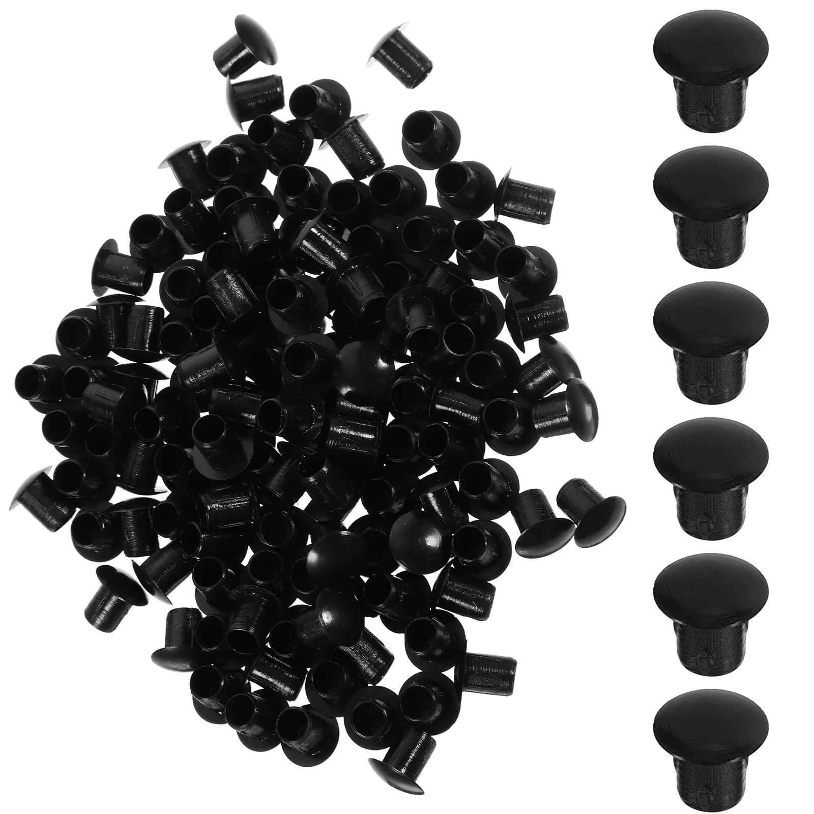 

300 Pcs Round Hole Plugs Caps 5mm Black Furniture Plastic Abs Cover Locking Screw Hardware Durable Replacement