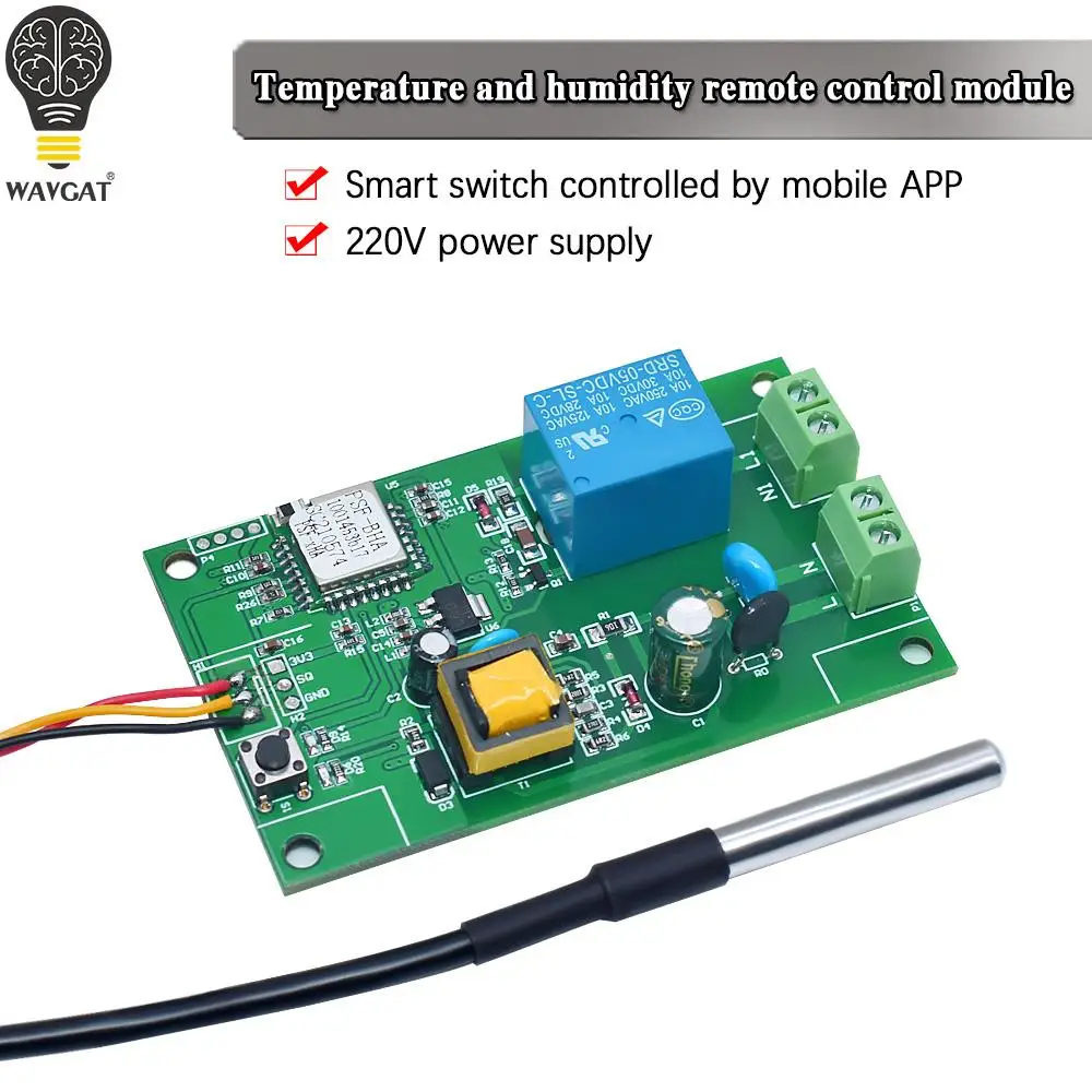 AC 220V Temperature and Humidity Remote Control Module DS18B20 DHT11 1M Sensor Line for Yiweilian