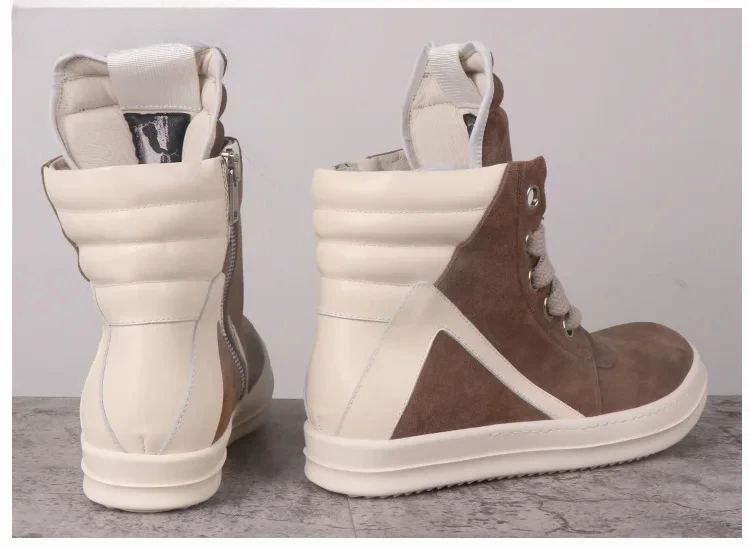 Rock Vintage High Street Boots Man Genuine Leather Fashion High-top Sneakers Trend Rock Men Trainer Women Flat Shoes Big Size image 4