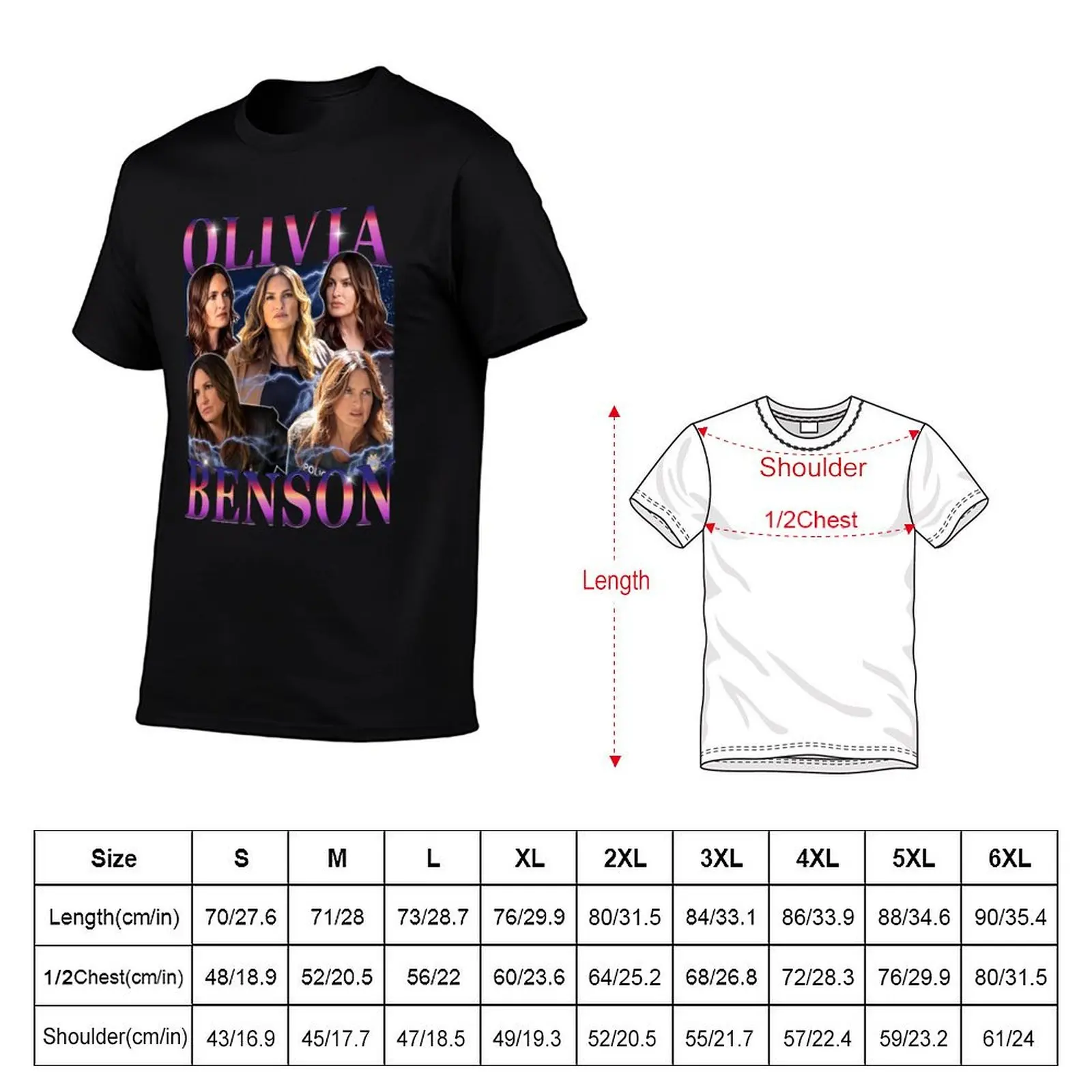 Olivia Benson Vintage T-Shirt Functional Casual Short Sleeve Tee