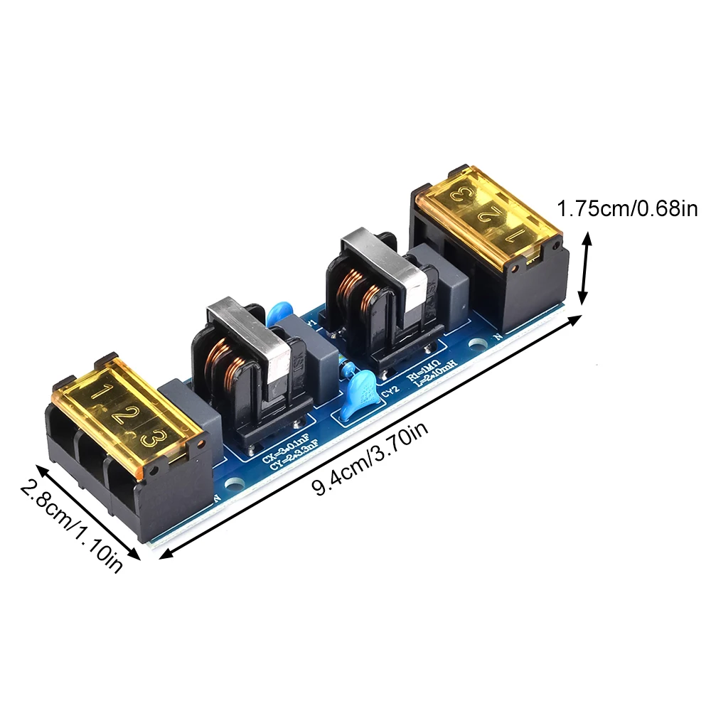 

AC 110V 220V 6A 25A EMI Filter 2-stage Electromagnetic Interference Suppressor Common Power EMC Audio Amplifier Purifier
