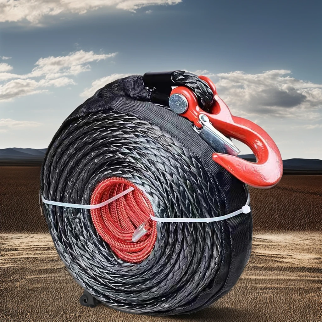 12500파운드 전기 윈치, 12가닥 합성 브레이드 로프(UHMWPE 스틸 나일론) 포함, 자동차 및 건설용, 길이 28m