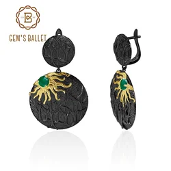 GEM'S BALLET 925 Sterling Silver Handmade Fine Jewelry Sun Chaser Story Natural Green Agate Gemstone Drop Earrings For Women