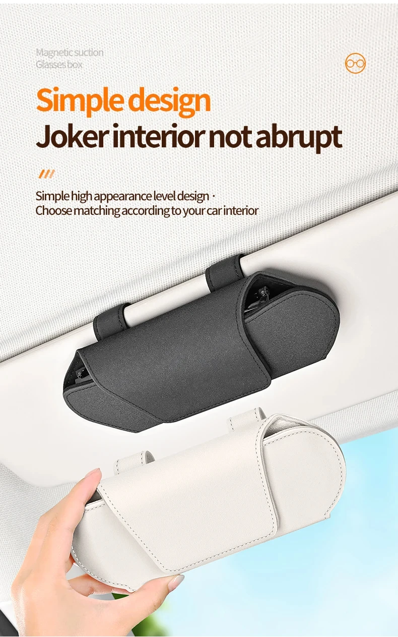 Clip-on car glasses holder for sun visor
