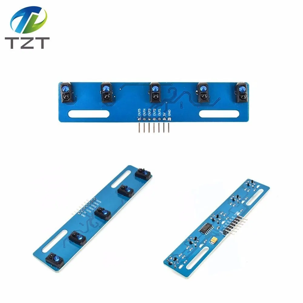 TZT 5 channel Infrared Reflective Sensor TCRT5000 KIT 5 way/road IR Photoelectric Switch Barrier Line Track Module