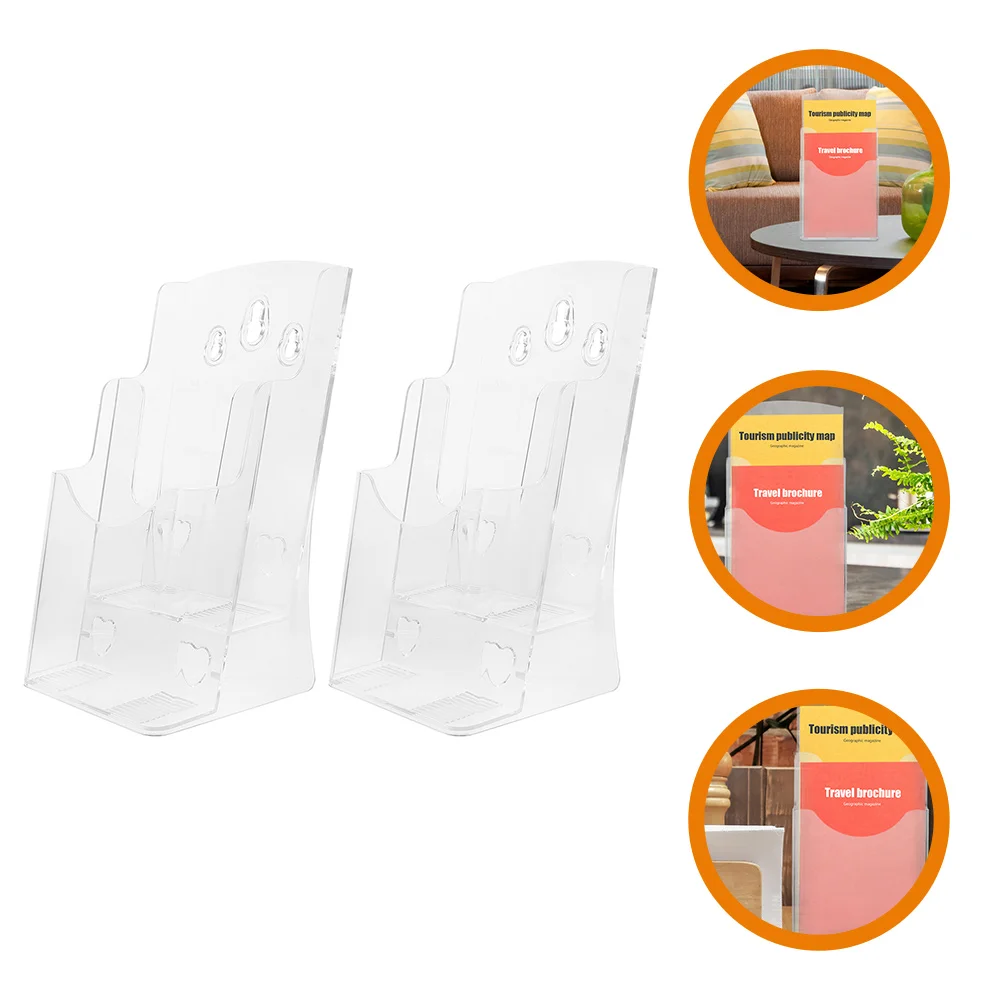 2 قطعة طبقتين شفافة الحائط منظم المستندات حامل الملفات لمكتب تخزين الرف عرض موقف كتيبات #3