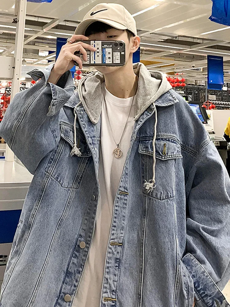 2024 Trendy Denim Jacket For Men Spring Autumn Loose-fit Versatile Clothing Korean Style Casual Scene New