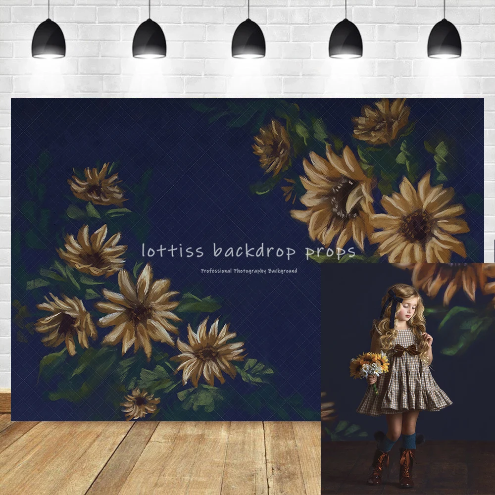 Sunflowers Backdrops Maternity Portrait Artistic Photography Studio Props Baby Newborn Photography Oil Painted Floral Background