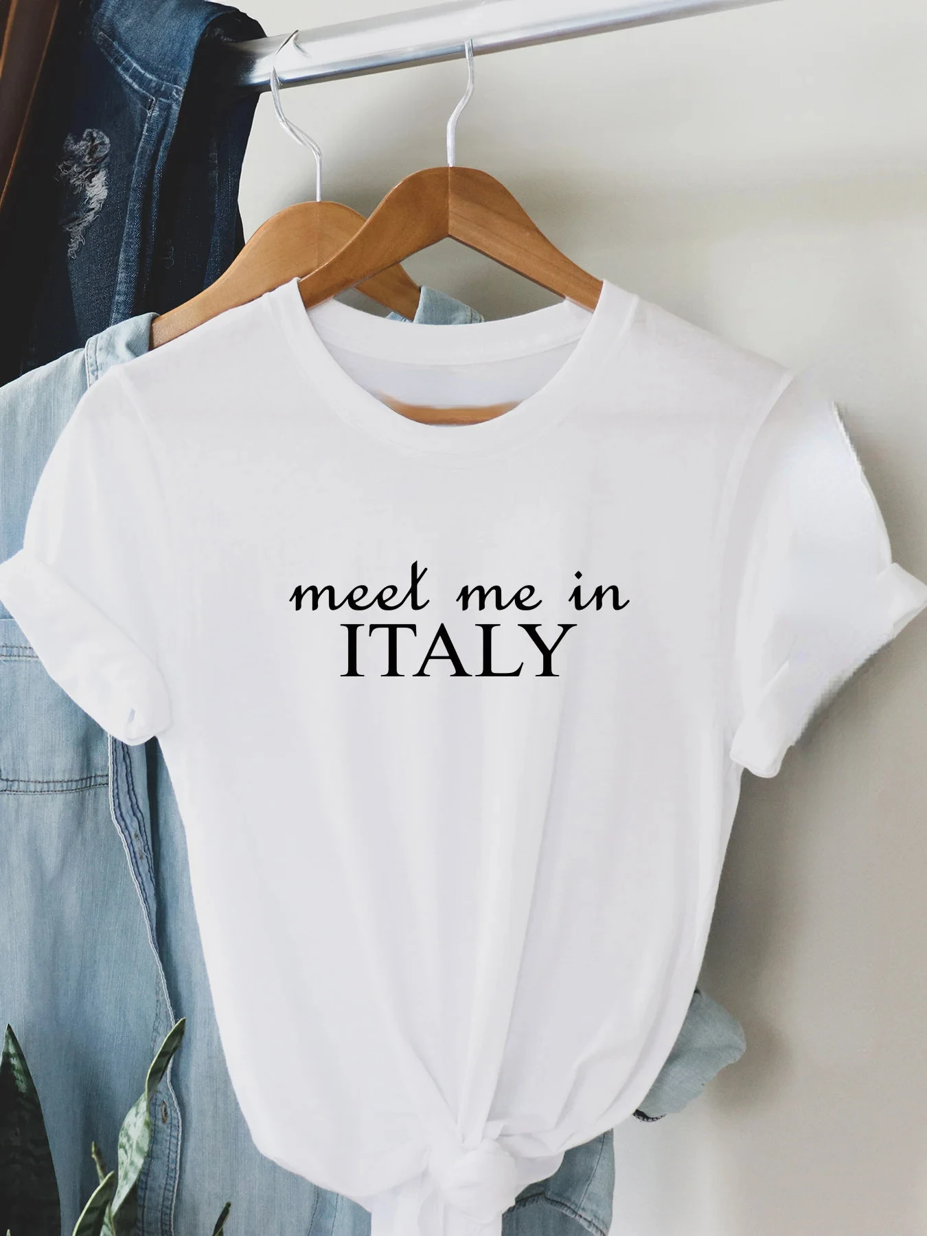 

Летняя женская модная одежда с круглым вырезом, женская уличная одежда, простая одежда для отдыха из модала с принтом букв