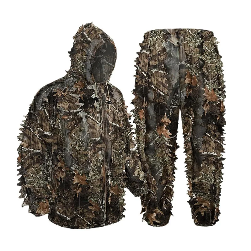 

Bionic CP Withered leaf Camouflage Hunting Clothing Ghillie Suit Outdoor Photography Bird Watching CS Training Jacket Pants set