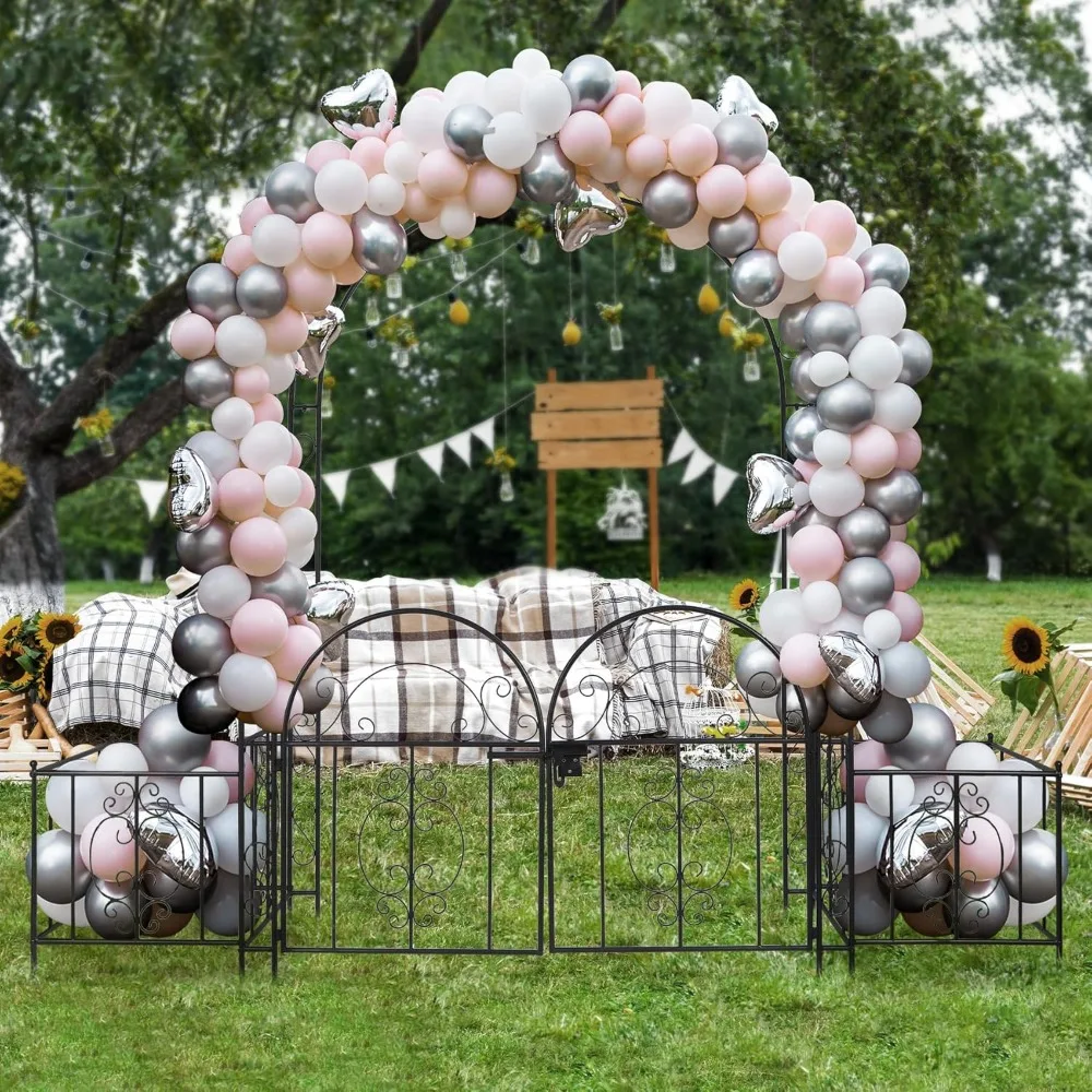 High Metal Garden Arbor with Double Boxes, Heavy Duty Metal Butterfly Garden Arch for Raised Bed Rose Vines Climbing Plant, Wedd