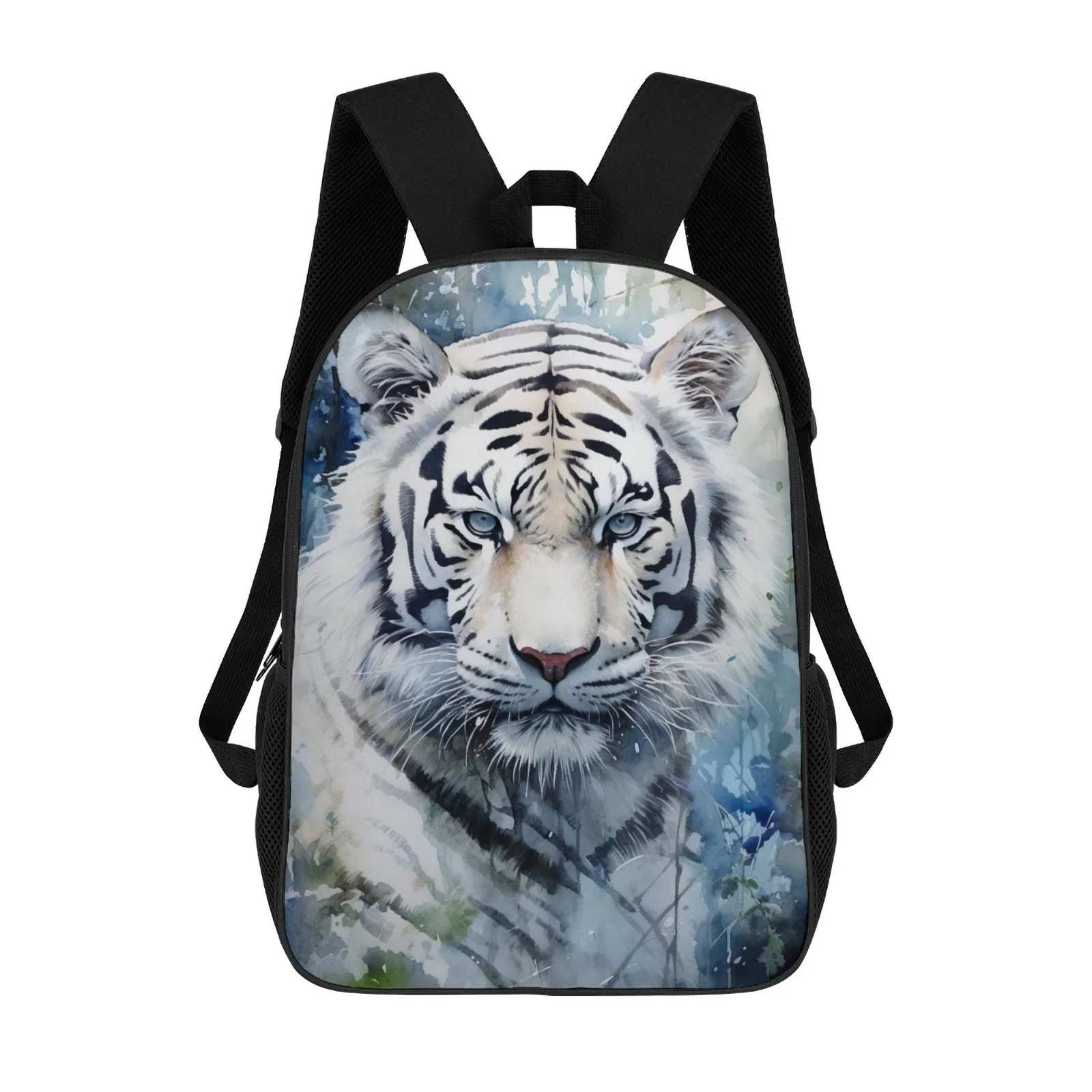 

White Tiger Portrait_1 Mochilas Escolares Printed Zipper Backpack Book Bag Japanese School Bags 17 Inch School Backpack Bag