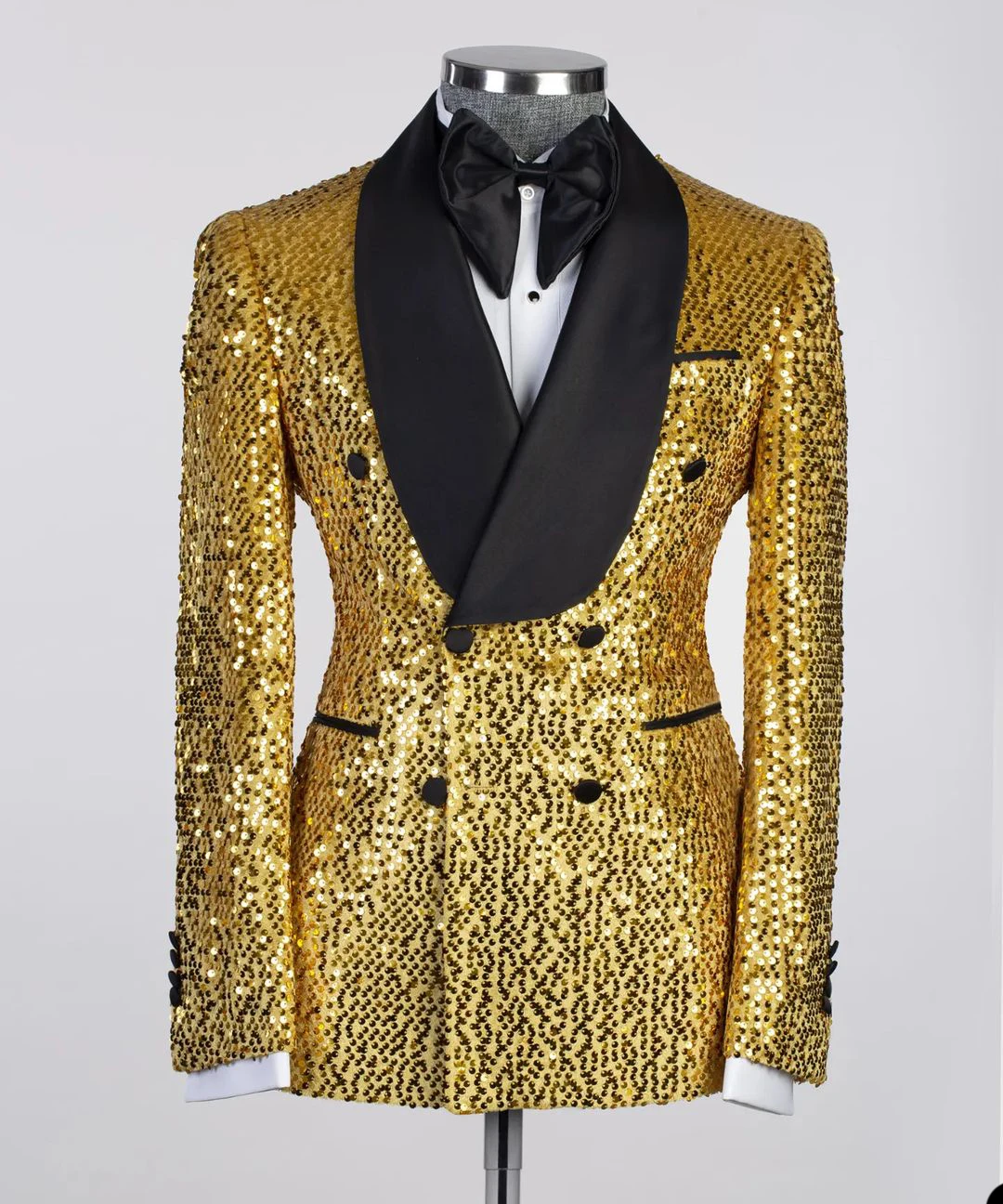 Golden Sequined Men Wedding Jacket Classic Fit Outfits Custom Made Mariage Party Prom Blazer Wear One Piece