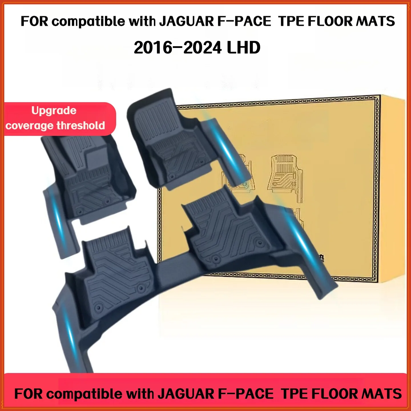 TPE Floor Mats Compatible with For Jaguar F-PACE 2016-2024 LHD Full Coverage Waterproof Surround Threshold Accessories