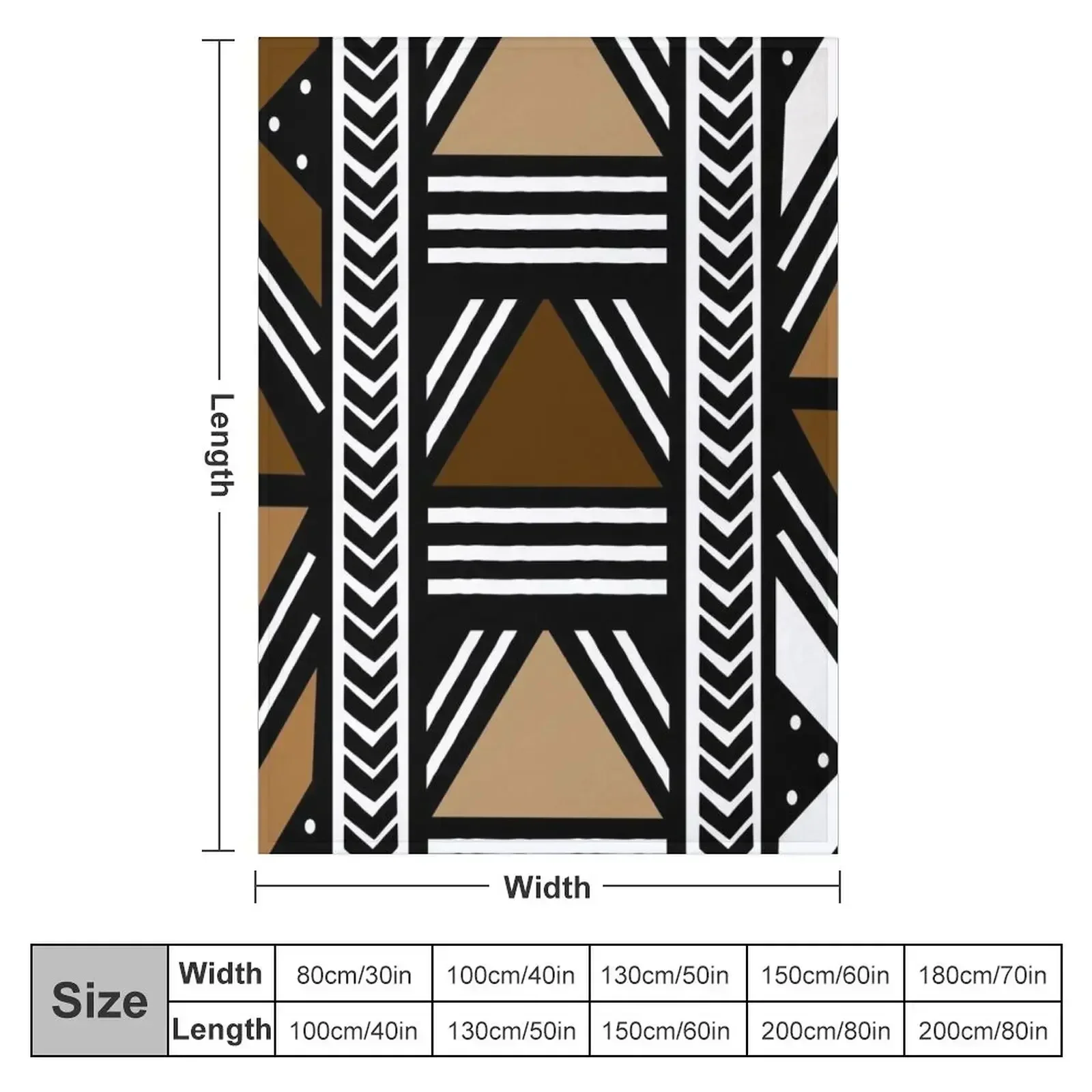 Imperial African Mud Cloth Bogolan Design Throw Blanket couch cozy soft plush fuzzy picnic outdoor blanket