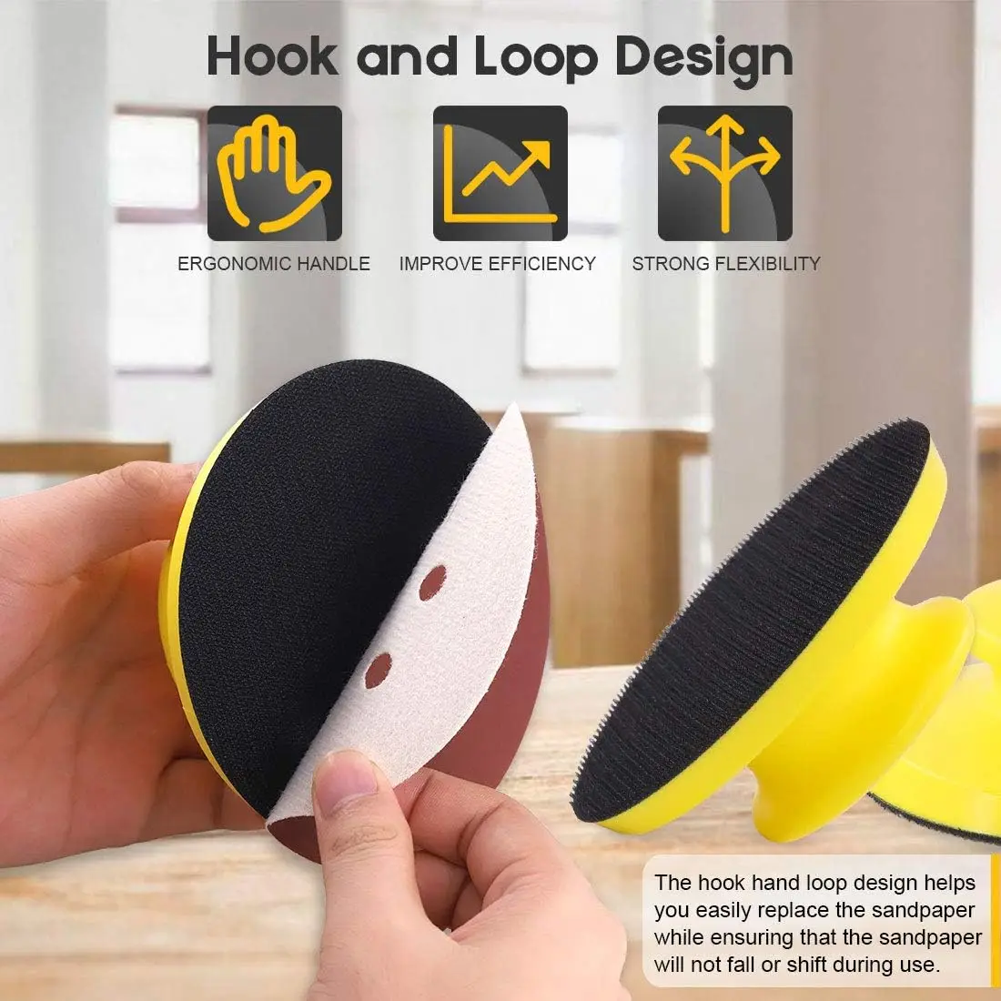 Hook Loop Sanding Block Sanding Disc Holder Sand Paper Backing Sander Hand Grinding Block Polishing Pad Quick Change Woodworking