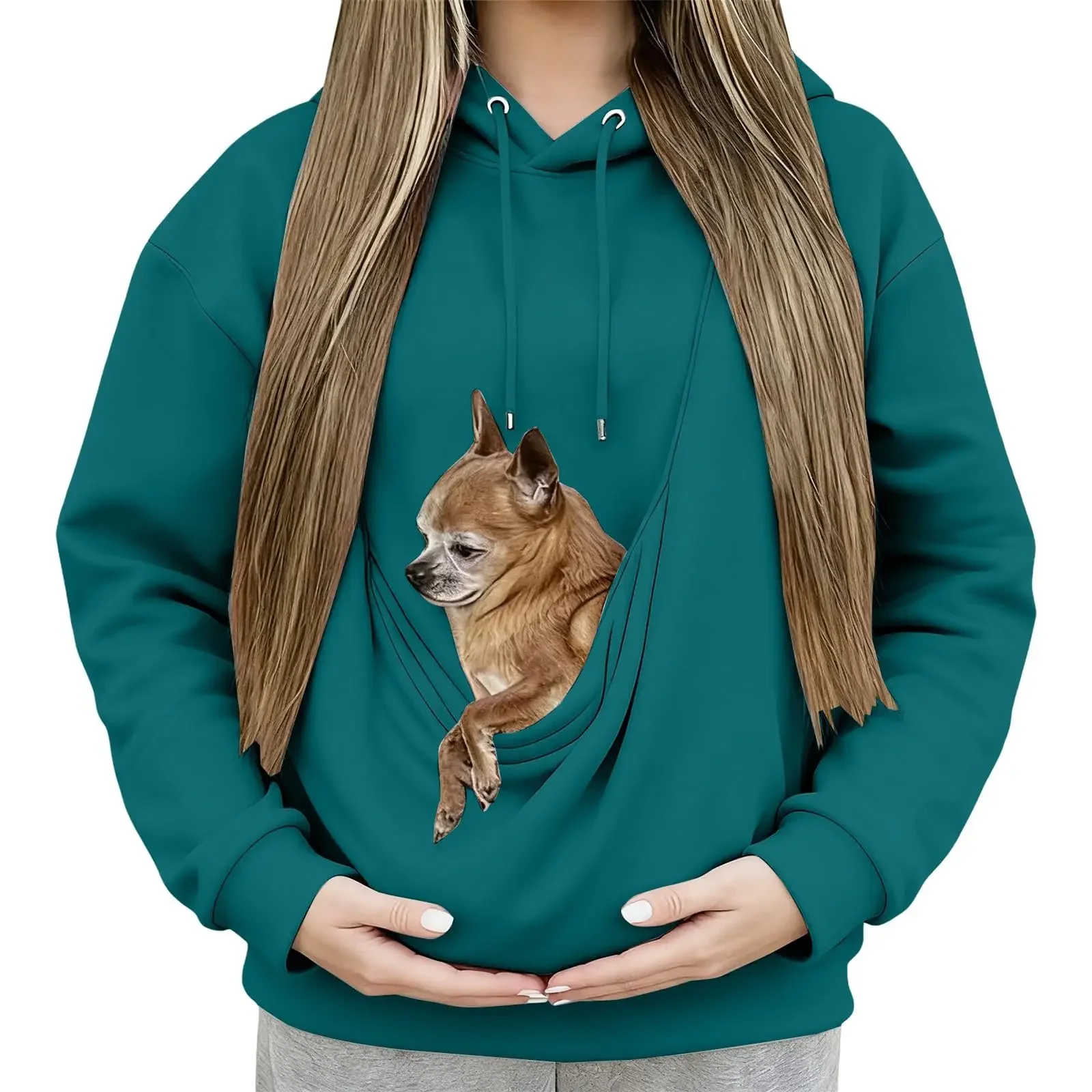 Unisex Pet Carrier Hoodie Cat Dog Bag Design Athletic Long Sleeve Pullover Sweatshirt Multiple Colors Daily Wear Fashion Apparel