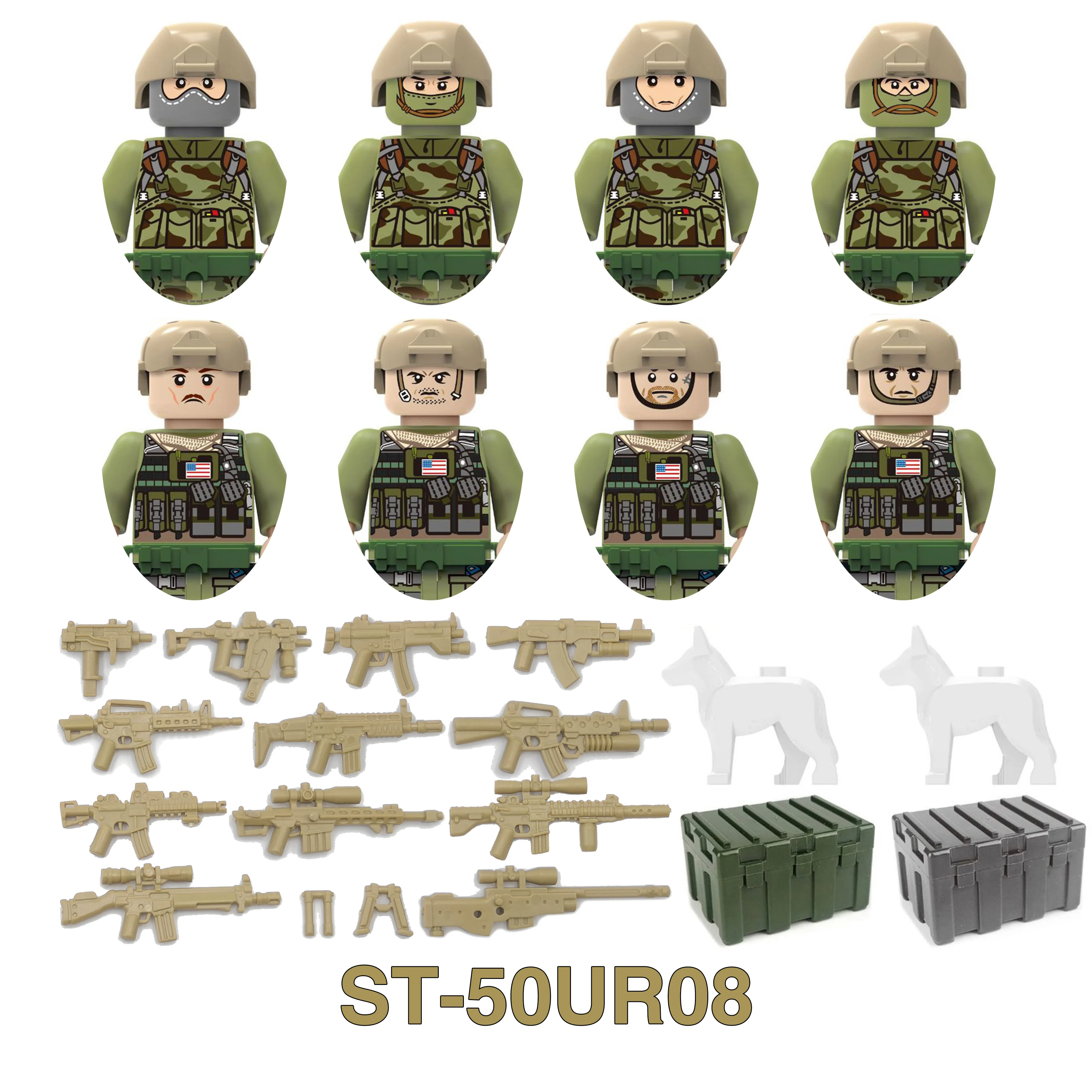 Military SWAT Guerrillas Marines Modern Warfare Soldier Weapon Gun Army Figures Playmobil Building Block Brick Gift Children Toy