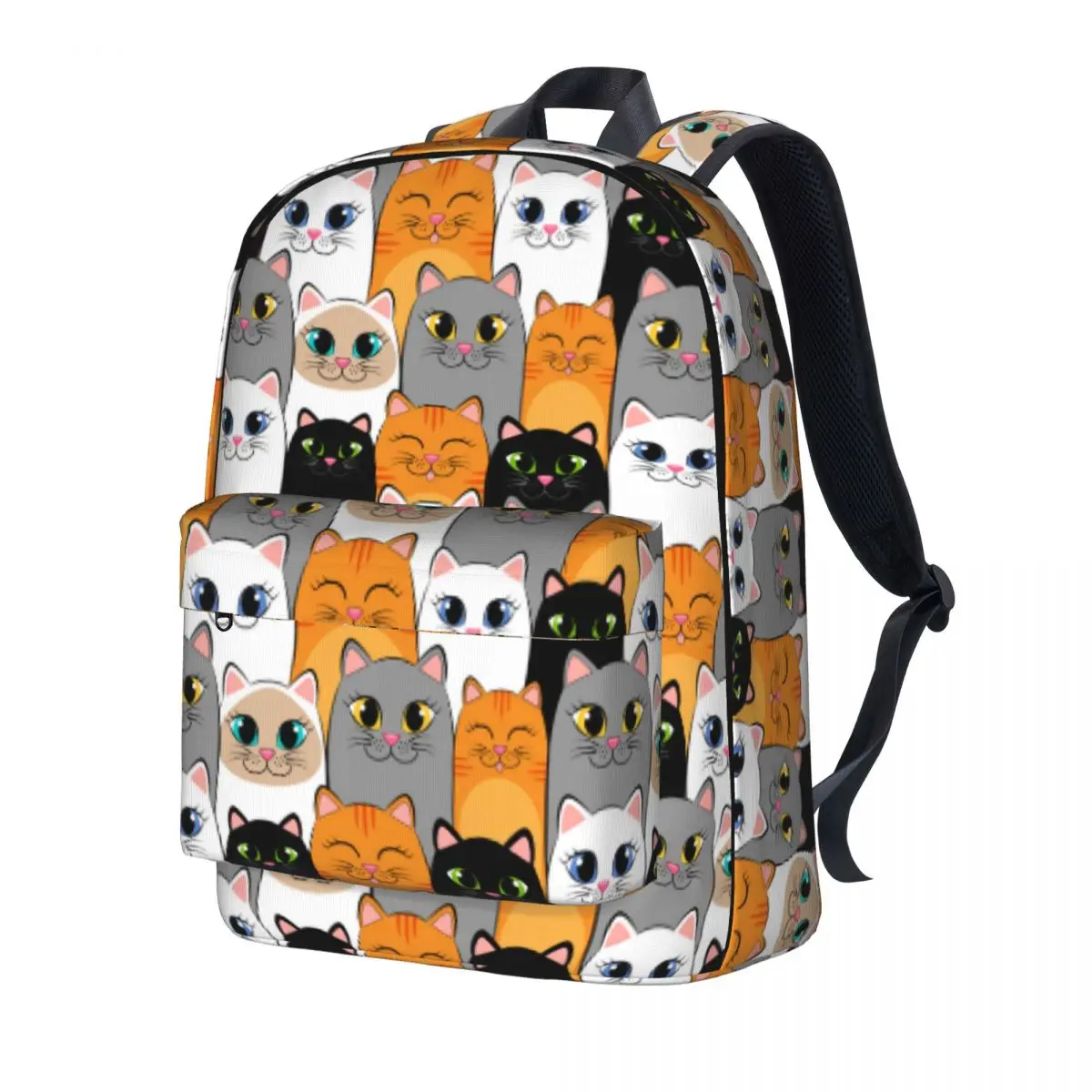 

Cute Cats Colorful Backpack Seamless Pattern Sport Backpacks Teen Streetwear Back To School Bags Designer Durable Rucksack