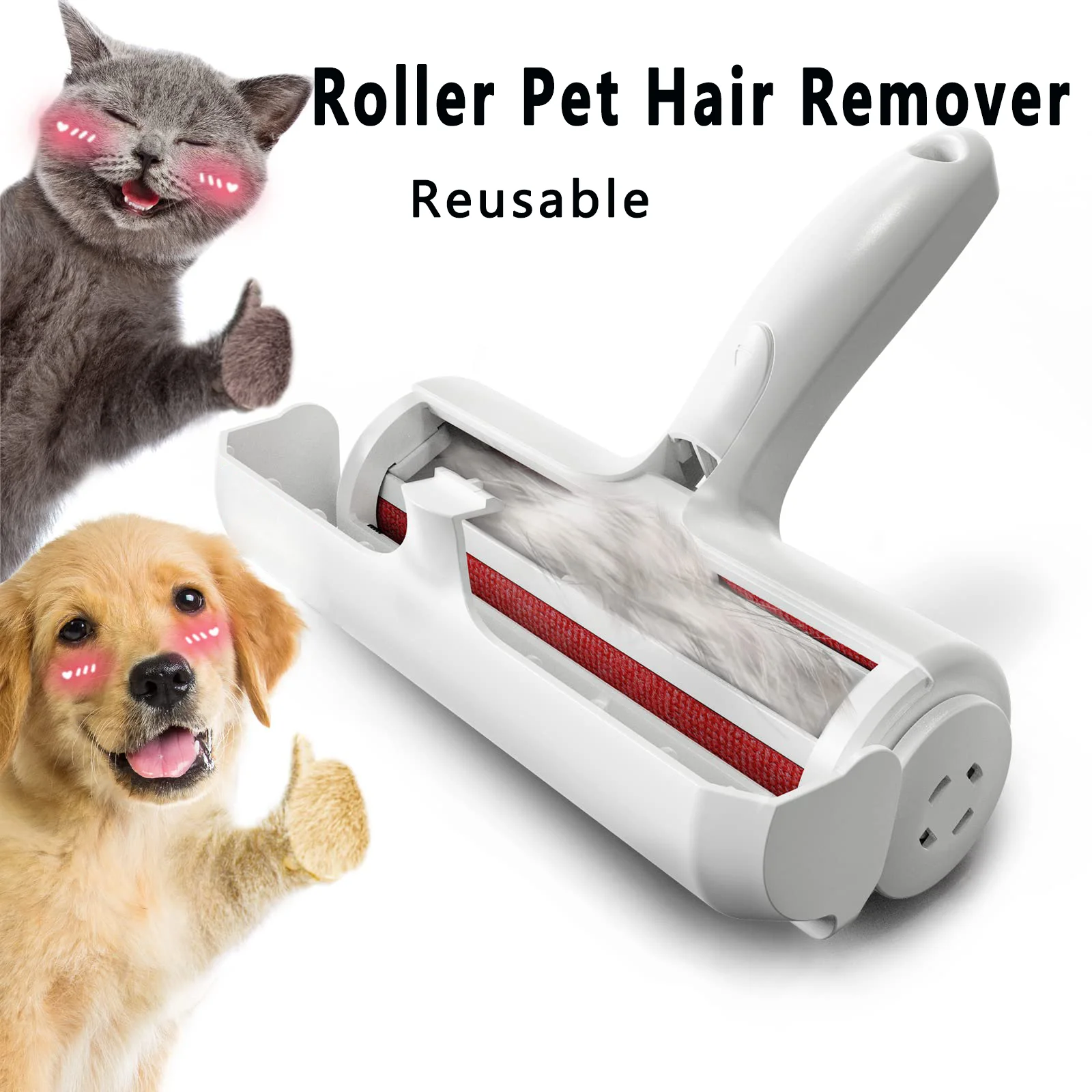Rodillo de pelusa reutilizable para mascotas, rodillo removedor de pelo para perros y gatos, herramienta de eliminación de peles fácil de limpiar para muebles de ropa,