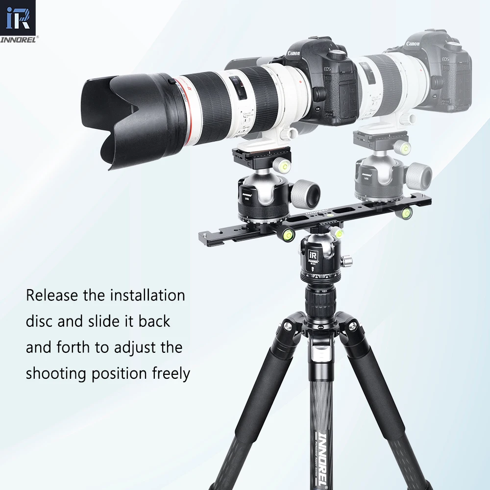 INNOREL RS-36 360mm Dual Dovetail Quick Release Extender Rail Sliding Plate with Spirit Bubble Level for Camera Tripod Ballhead